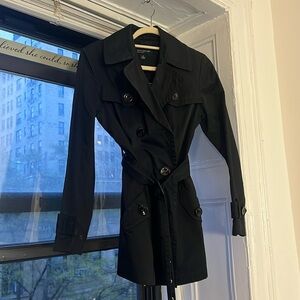 Jones New York Black Short Trench Coat